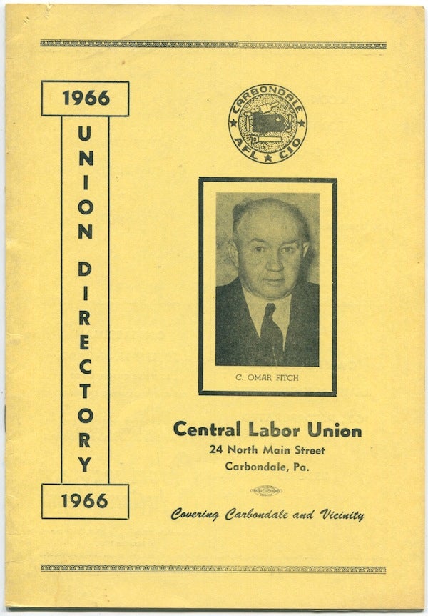 Item #02346 1966 Union Directory [for] Central Labor Union, Carbondale, PA. [cover title]. Carbondale Central Labor Union.