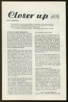 Item #02822 Closer Up, Year Twenty, Number Seven, March 27, 1964. Don BELL, publisher, Upton CLOSE