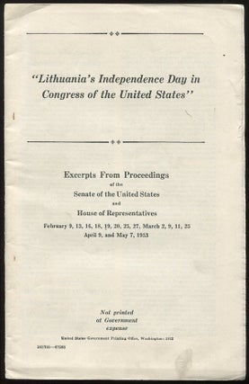 Item #02862 "Lithuania's Independence Day in Congress of the United States."...