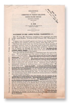 Item #03693 Statement of Mrs Agnes Waters, Washington, D. C. Mrs. Agnes WATERS