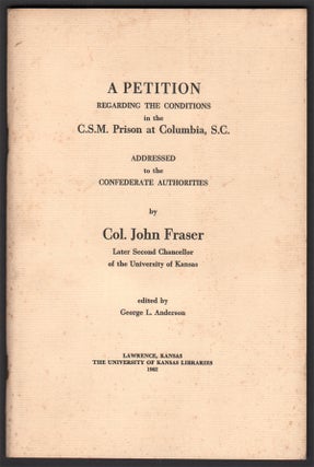 Item #03935 A Petition Regarding the Conditions in the C.S.M. Prison at Columbia, S.C. Addressed...