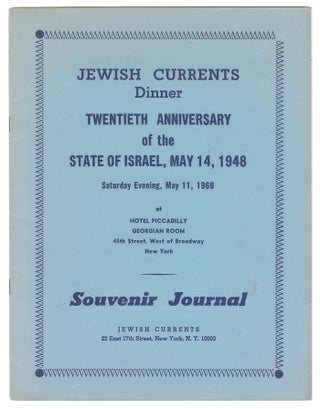 Item #05161 Jewish Currents Dinner, Twentieth Anniversary of the State of Israel, May 14, 1948,...