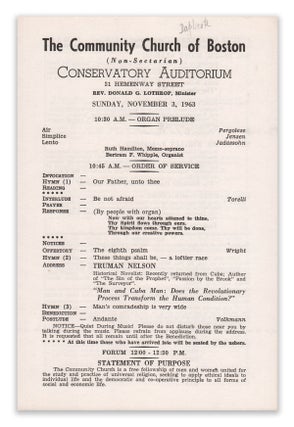 Item #05302 The Community Church of Boston [1963 program] [Sacco & Vanzetti interest]. Rev....