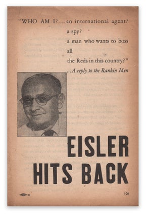 Item #05692 Eisler Hits Back [cover title]. Gerhart EISLER