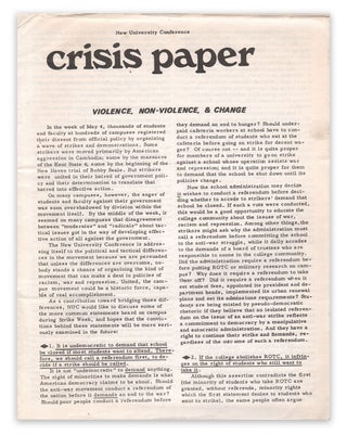 Item #06007 Violence, Non-Violence, & Change (New University Conference Crisis Paper