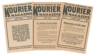 Item #06065 Kourier Magazine, Vol. 5, Nos. 5, 8-9, April-August, 1929 [inaugural Klan edition...
