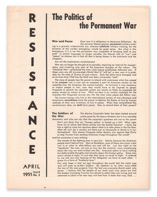 Item #06106 Resistance, Vol. 9, No. 3, April, 1951. Resistance Group