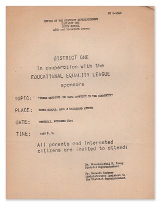 Item #06805 District One in Cooperation with the Educational Liberty League Sponsors "Inner...