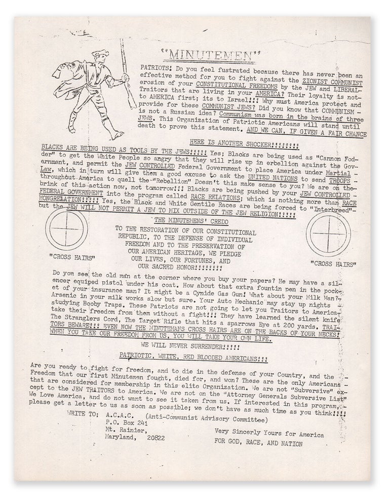 Item #07880 An anti-Semitic, anti-Communist flyer from the Anti-Communist Advisory Committee