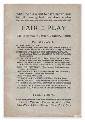 Item #08052 Fair Play, No. 3, The Biennial Number, January, 1908. Edwin WALKER