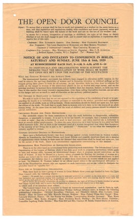 Item #08368 The Open Door Council - Call for an International Conference, 1929