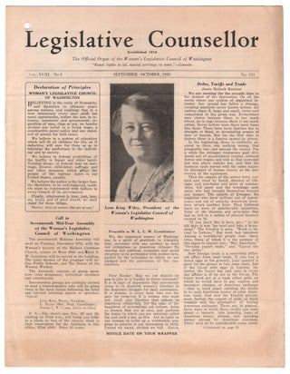 Item #08390 Legislative Counsellor, Vol. XVIII, No. 4 (No. 131), September - October, 1933....