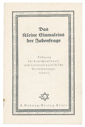 Item #10042 Das Kleine Einmaleins der Judenfrage: Rüstzeug für deutschnationale und...