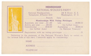 Item #10158 Membership Card of the National Woman's Party. Margaret Sebree
