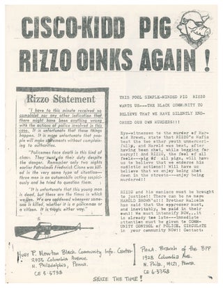 Item #10212 Cisco-Kidd Pig Rizzo Oinks Again! Black Panther Party - Philadelphia branch
