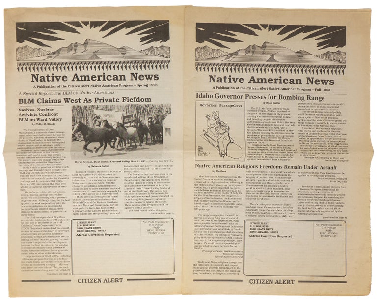 Item #10639 Native American News: A Publication of the Citizen Alert Native American Program (two issues). III McGehee, Fielding.