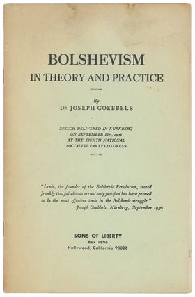 Item #11006 Bolshevism In Theory and Practice. Dr. Joseph Goebbels