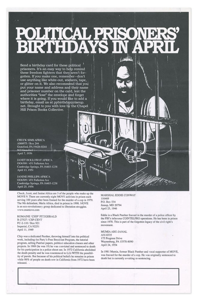 Item #11224 Political Prisoners' Birthdays in April (poster)