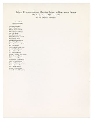 Item #11280 College Graduates Against Educating Traitors at Government Expense [letterhead