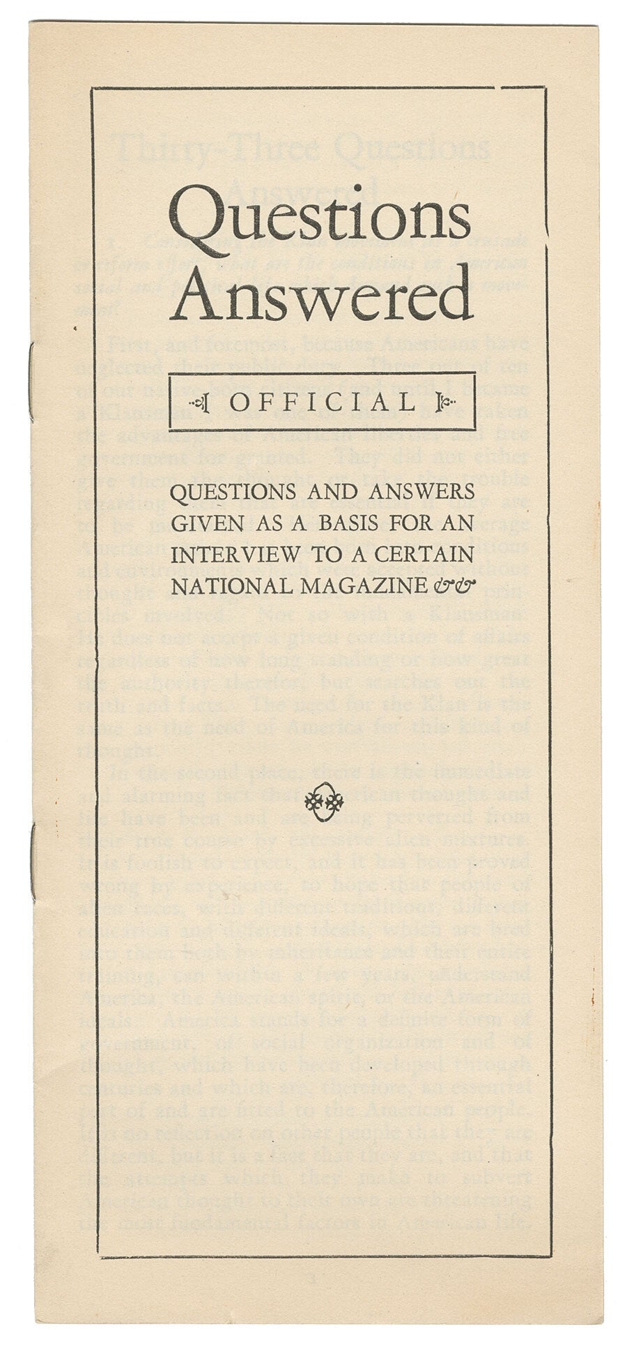 Questions Answered | Official | Questions and Answers Given as a Basis ...