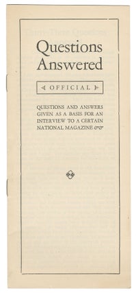 Item #11545 Questions Answered | Official | Questions and Answers Given as a Basis for an...