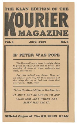 Item #11587 The Kourier Magazine (Klan Edition), Vol. 5, No. 8, July, 1929