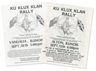 Item #11593 Two flyers for Ku Klux Klan rallies in Illinois featuring Thom Robb as speaker