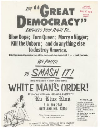 Item #11596 The “Great Democracy” Enforces Your Right To...Blow Dope; Turn Queer; Marry a...