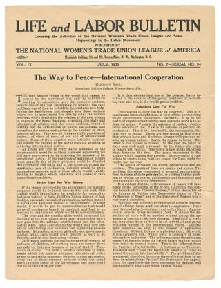 Item #11722 Life and Labor Bulletin, Vol. IX, No. 7 - Serial No. 94, July 1931