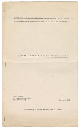 Item #11744 Israel - Intrusion or Fulfilment? James Parkes