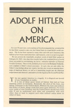 Item #11823 Adolf Hitler on America