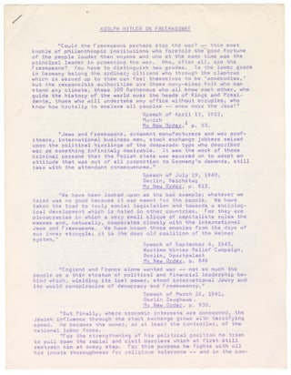 Item #12022 Adolph Hitler on Freemasonry. Adolf Hitler