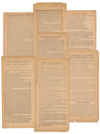 Item #12378 A collection of 7 monetary reform circulars with anti-Semitic undertones published by...