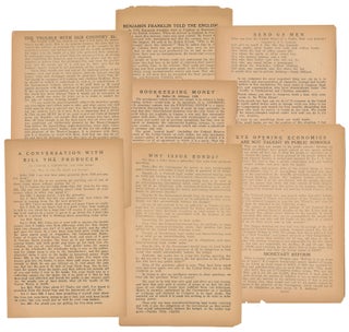 Item #12378 A collection of 7 monetary reform circulars with anti-Semitic undertones published by...