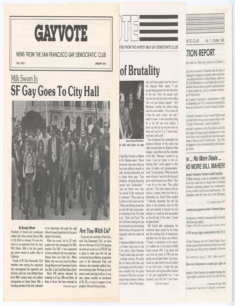 Item #12382 GAYVOTE (first issue + two more). Mel Marshall.
