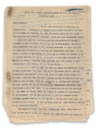 Item #12634 [Letter from Comrade Andrade, Member of C. C. of Spanish "Communist Left&quot