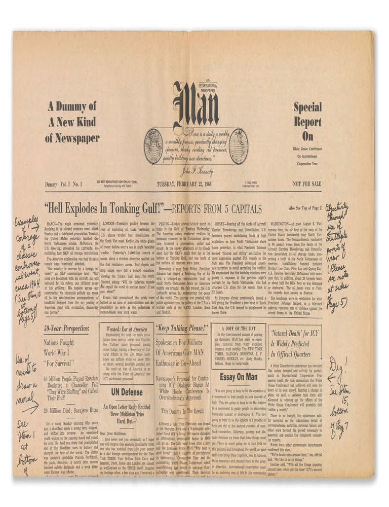 Item #12724 Man: An International Newspaper, Dummy Vol. 1, No. 1