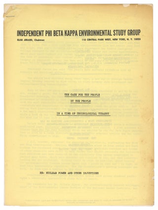 Item #12769 The Case for the People By the People In a Time of Technological Tyranny: Re: Nuclear...