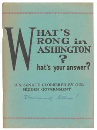 Item #12976 What Is Your Answer? A Series of Unanswered Letters to Congressmen. Wickliffe B....
