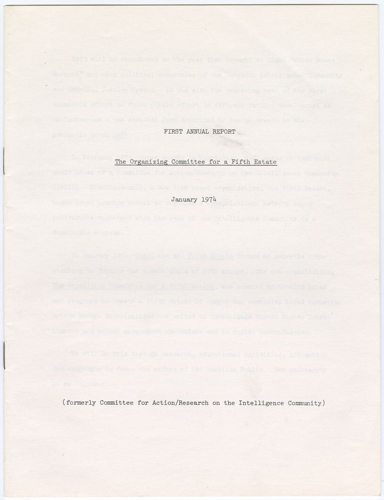 Item #13140 First Annual Report - The Organizing Committee for a Fifth Estate, January 1974