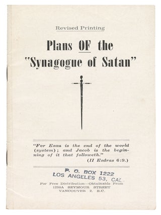 Item #13336 Plans of the "Synagogue of Satan&quot