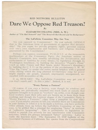 Dare We Oppose Red Treason (Red Network Bulletin. Elizabeth Dilling.
