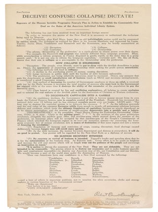DECEIVE! CONFUSE! COLLAPSE! DICTATE! Exposure of the Moscow Invisible Progressive Four-ply Plan. Robert Edward Edmondson.