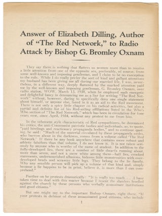 Item #13468 Answer of Elizabeth Dilling, Author of "The Red Network," to Radio Attack...