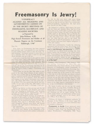 Item #13479 Freemasonry is Jewry! Lyrl Clark Van Hyning