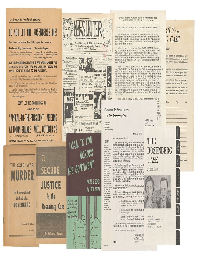 Item #13553 A small collection of ephemera in support of Julius and Ethel Rosenberg