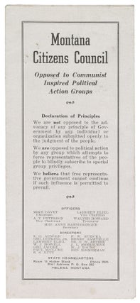 Item #13694 Montana Citizens Council Opposed to Communist Inspired Political Action Groups