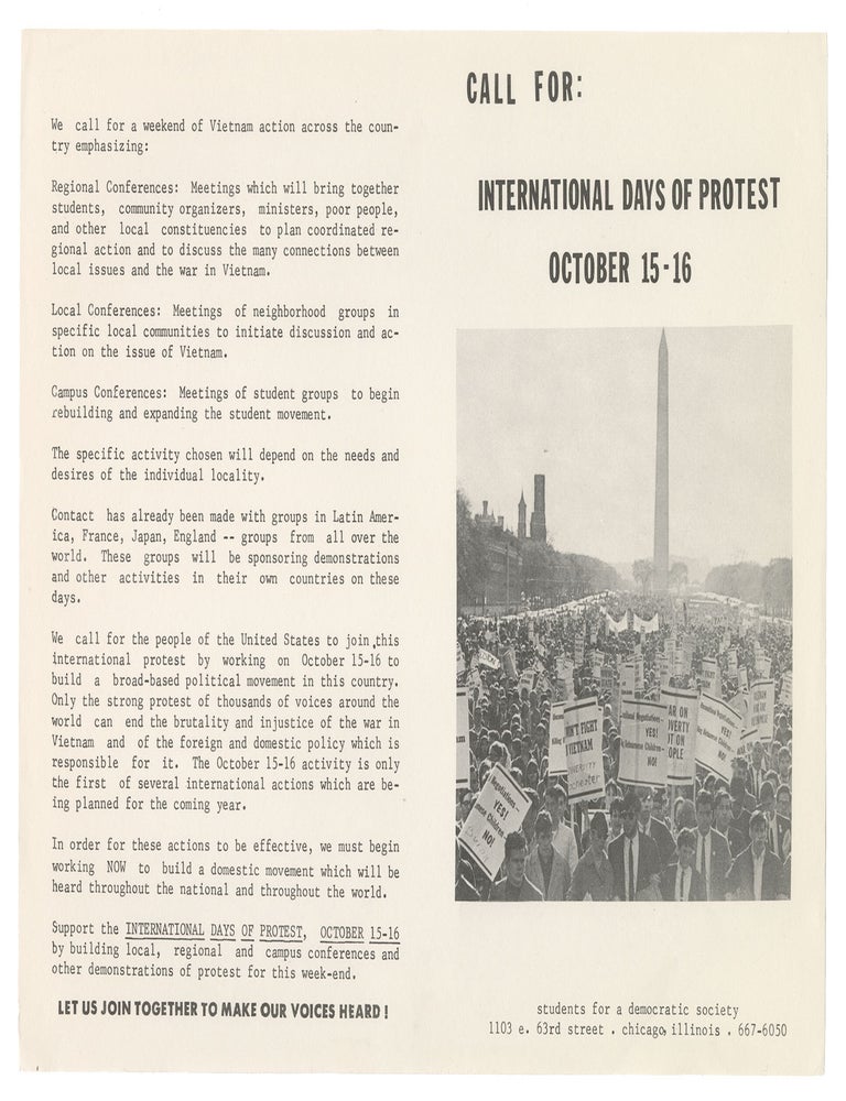 Item #13814 Call for: International Days of Protest, October 15-16