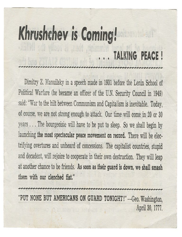 Item #13878 Khrushchev is Coming! ...Talking Peace!