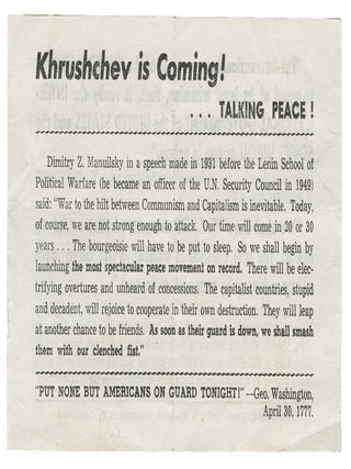 Item #13878 Khrushchev is Coming! ...Talking Peace!